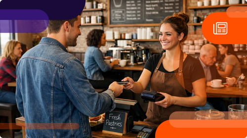 A repeat customer at a coffee shop using a loyalty program 